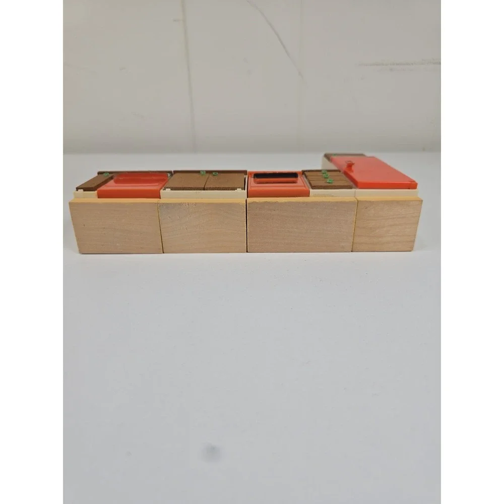 Lundby MCM Orange Dollhouse Kitchen Stove Sink Dishwasher Fridge 1:16 scale